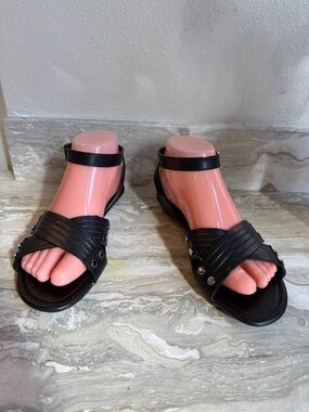 Tod's Black Strappy Ankle-Strap Flat Sandals